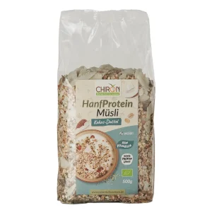 A33 Hanfprotein M&uuml;sli Kokos Dattel frontal